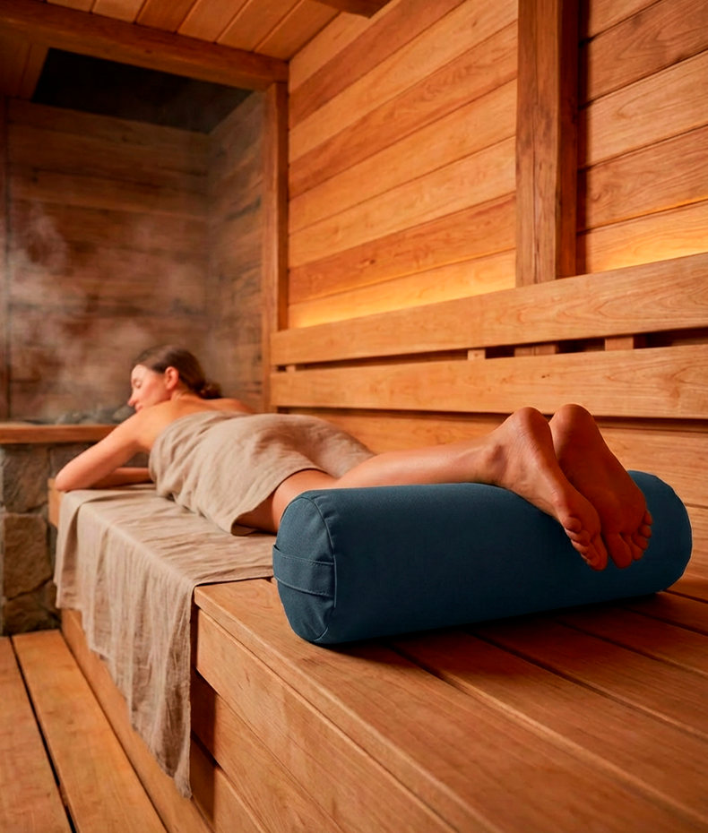 Валик для бани (серо-синий)